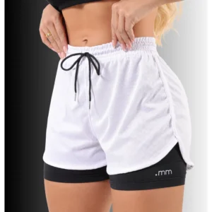 Short Duplo Compreensão Fitness Bermuda Academia Feminino