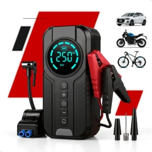 Auxiliar Partida Bateria Compressor Ar Emergência Portátil, Com Compressor De Ar, Floots Portátil Compressor Ar 10000mah Veicular