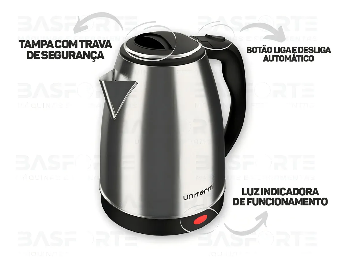 Chaleira Eletrica Atacama 1,8l Prateado 127 v Unitermi 1200 W - Imagem 5