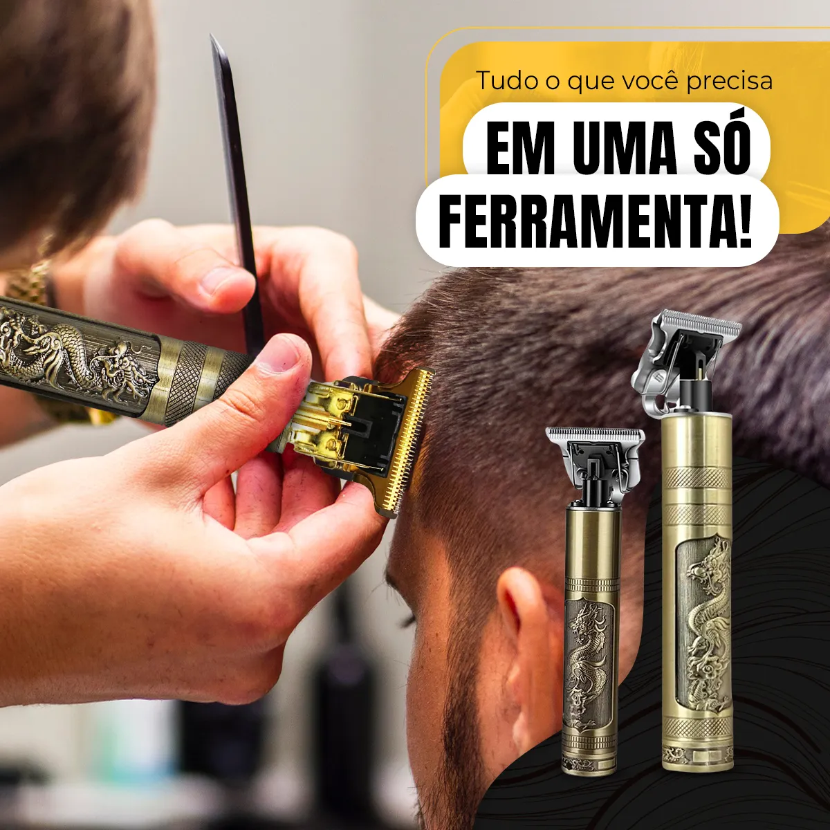 Maquina Maquininha De Cortar Cabelo Barbeador Eletrico Aparador De Pelos Acabamento Dragão Buda Profissional kamufla - Imagem 2