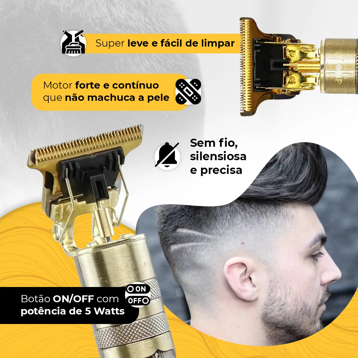 Maquina Maquininha De Cortar Cabelo Barbeador Eletrico Aparador De Pelos Acabamento Dragão Buda Profissional kamufla - Imagem 3